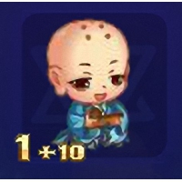 QQ游戏唐僧宝宝1+10,就是一个小和尚的样子，正在修炼成佛，女施主请自重！